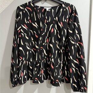 Black and Pink Patterned Women's Top